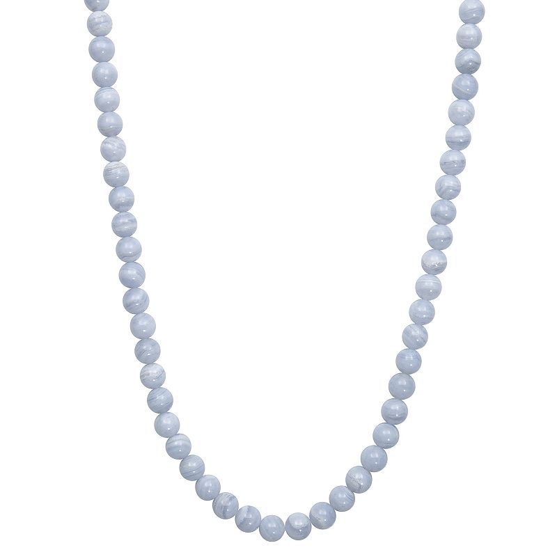 54113704 Sterling Silver Blue Agate Beaded Necklace, Womens sku 54113704