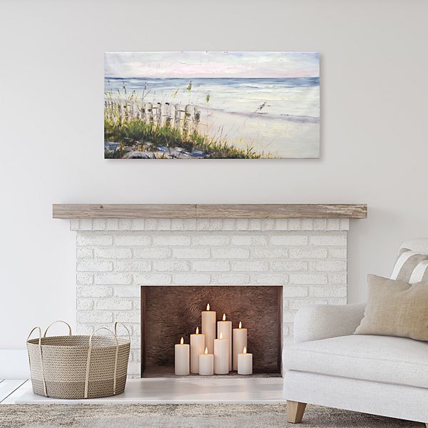 Beach Dunes With Fence Canvas Wall Art