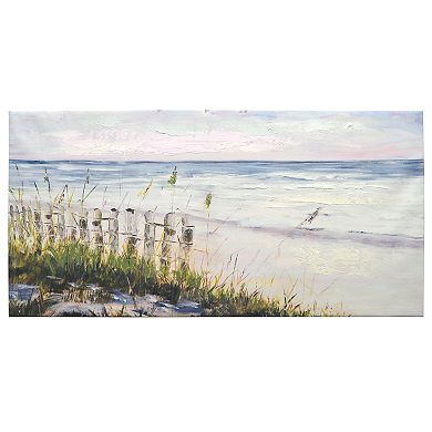Beach Dunes With Fence Canvas Wall Art 