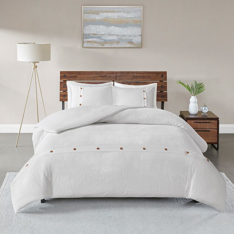 Madison Park Rianon 3-piece Cotton Waffle Weave Duvet Cover Set with Shams,