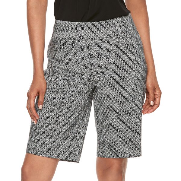 Women s Dana Buchman Print Midrise Pull On Berumda Shorts