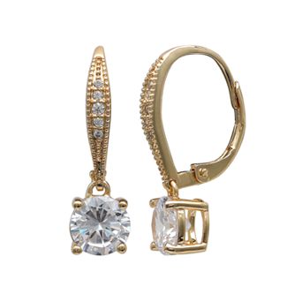 PRIMROSE 18k Gold Over Silver Cubic Zirconia Drop Earrings