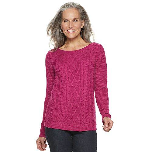 Women's Croft & Barrow® CableKnit Boatneck Sweater