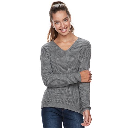 Juniors' SO® Lace-Up Back Sweater 