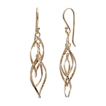 PRIMROSE 18k Gold Over Silver Twisted Oval Drop Earrings