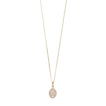 Gemminded 10k Gold 1/6 Carat T.W. Diamond & White Opal Halo Pendant