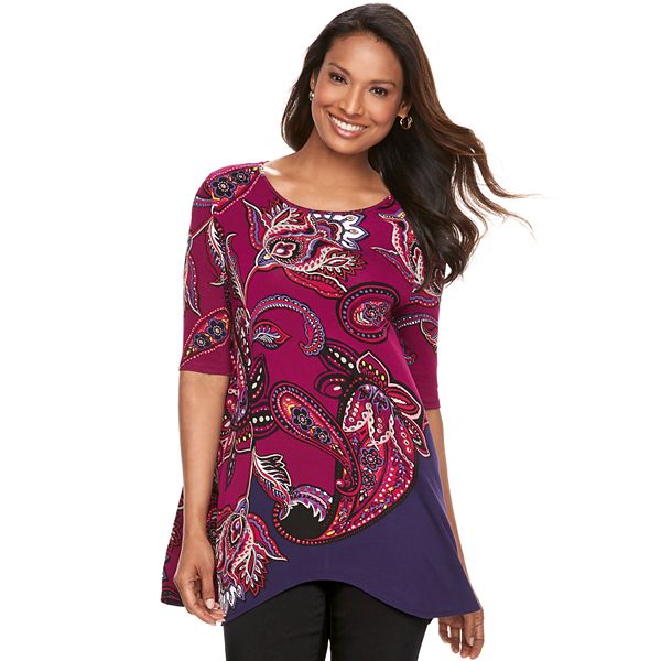 Women's Dana Buchman Paisley Shark-Bite Top