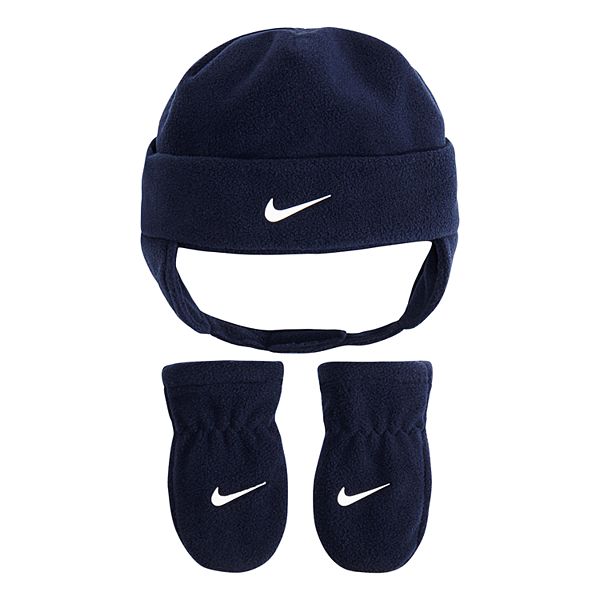 Destructief klant Implementeren Baby Boy Nike Navy Blue Fleece Trapper Hat & Mittens Set