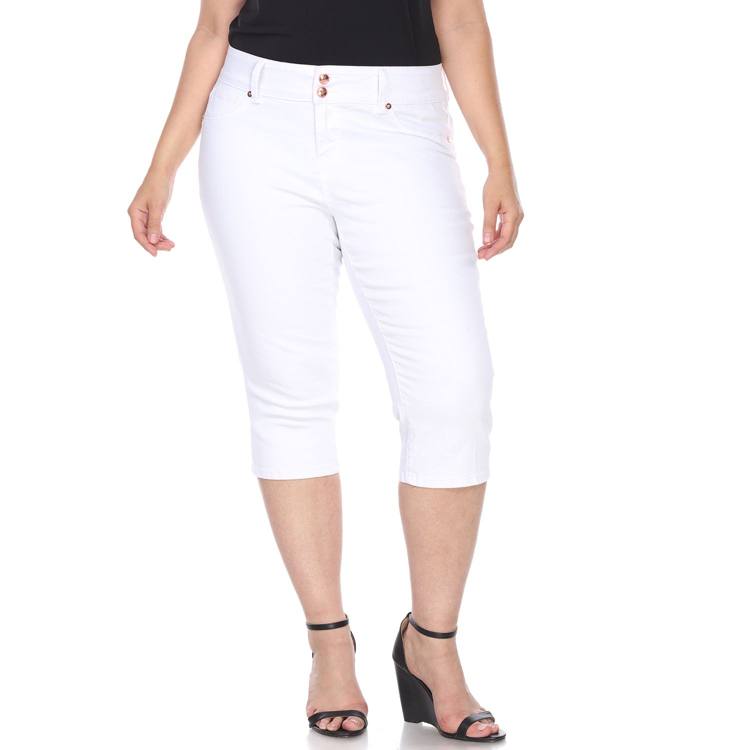 plus size white capri jeans