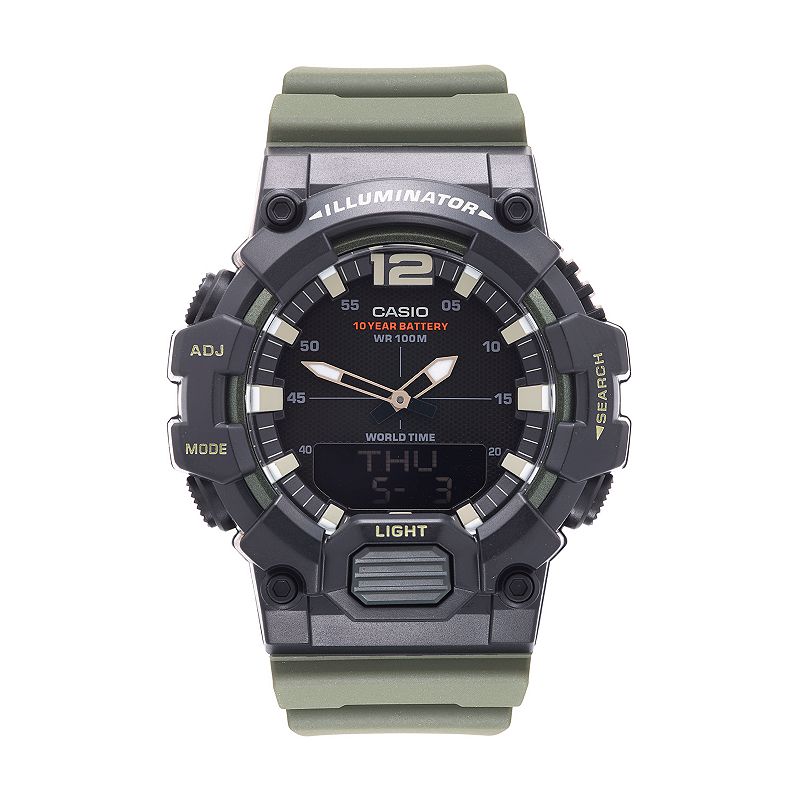 Casio Men's Telememo World Time Analog-Digital Watch, Size: XL, Green