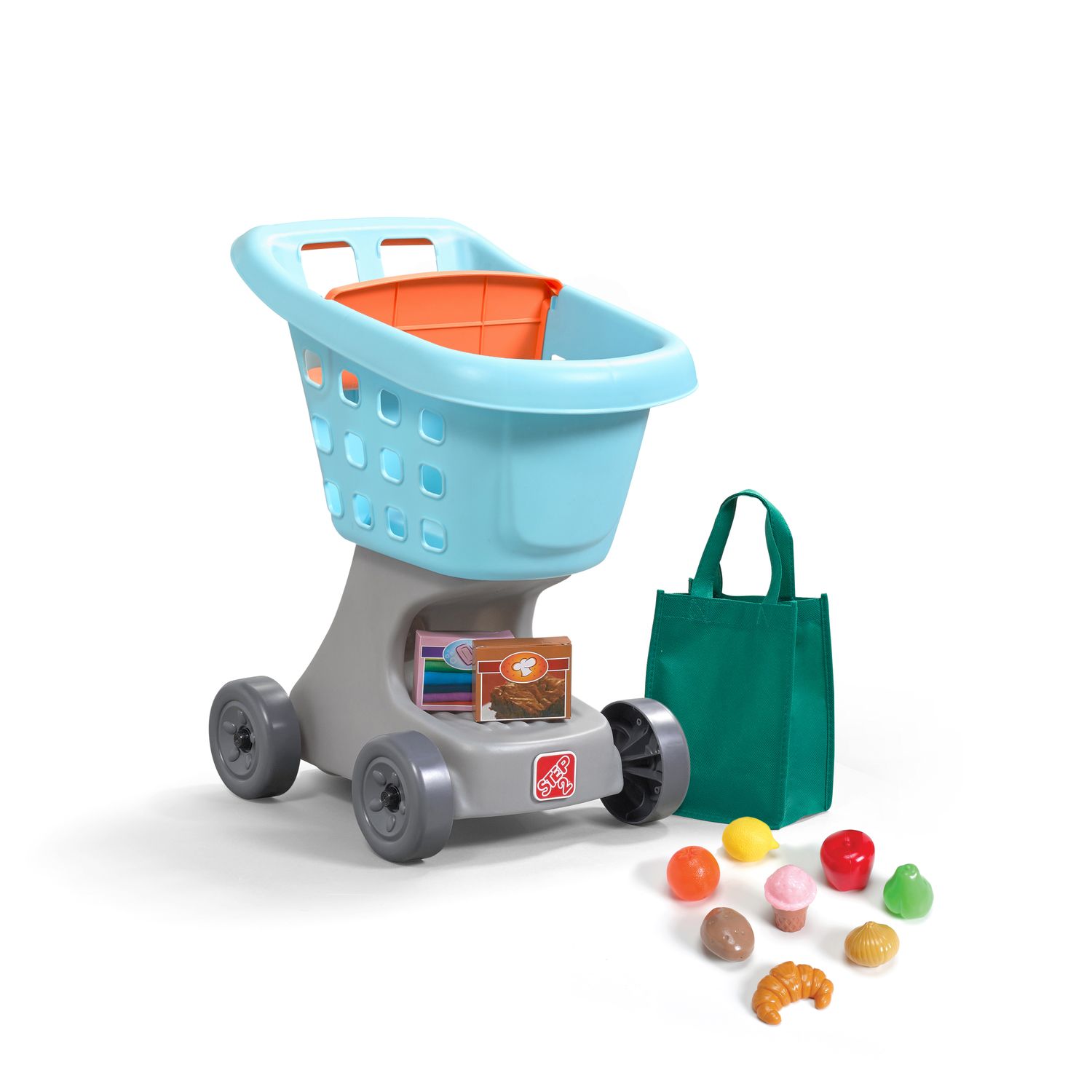 toy shopping cart with food