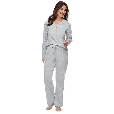Petite Croft & Barrow® Jacquard Sleep Top & Pants Pajama Set