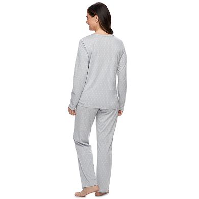 Petite Croft & Barrow® Jacquard Sleep Top & Pants Pajama Set