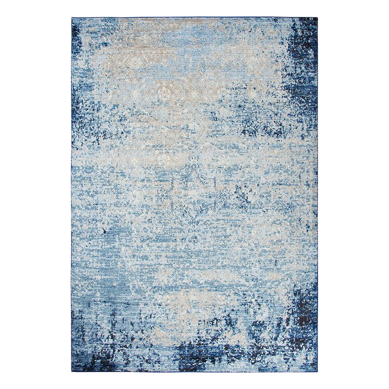 Rizzy Home Encore Traditional Overdyed Solid Rug, Blue, 5X7 Ft