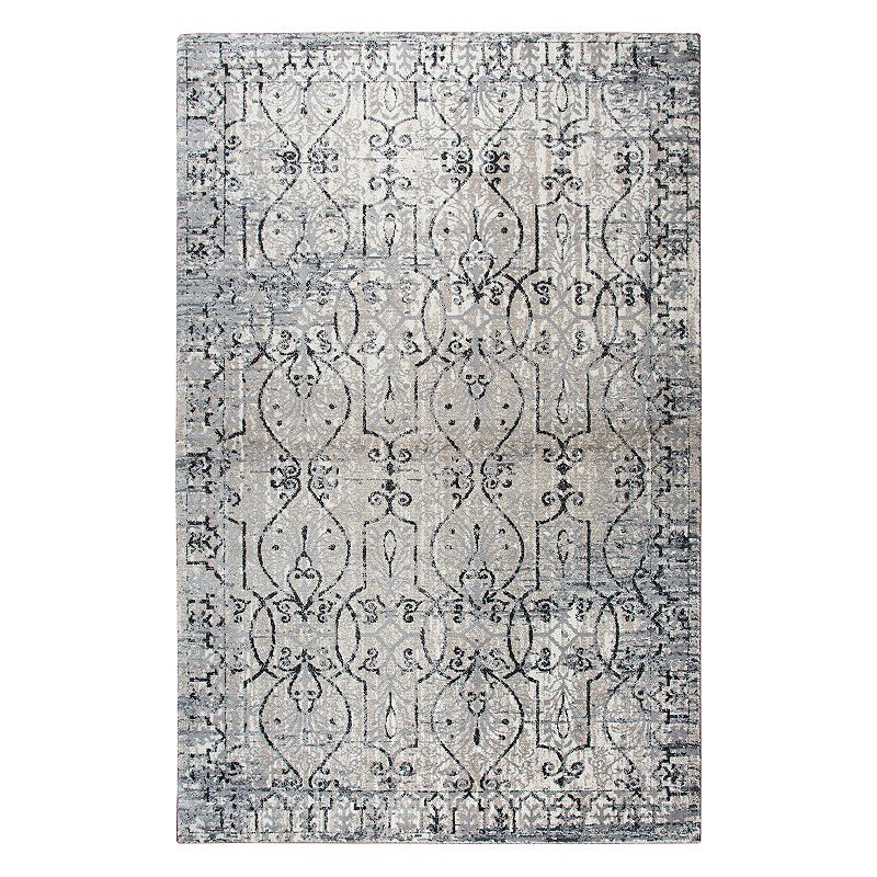 Rizzy Home Panache Transitional Scrollwork Trellis Rug, Med Grey, 8X11 Ft