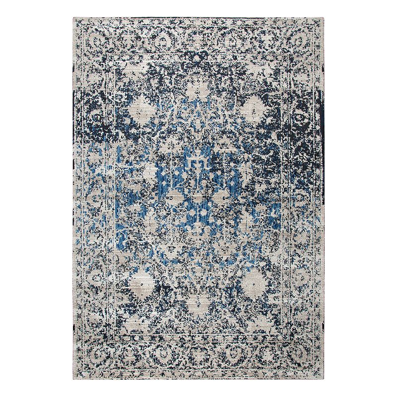 Rizzy Home Panache Transitional Distressed Ornate I Geometric Rug, Med Grey, 8X11 Ft