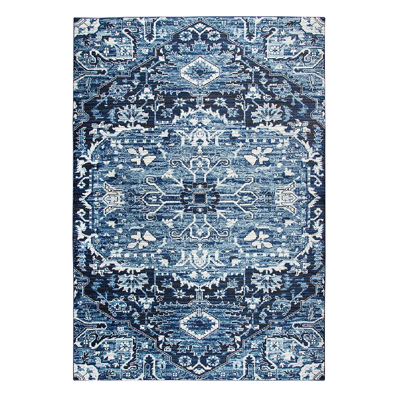 Rizzy Home Panache Transitional Central Medallion I Geometric Rug, Blue, 8X11 Ft