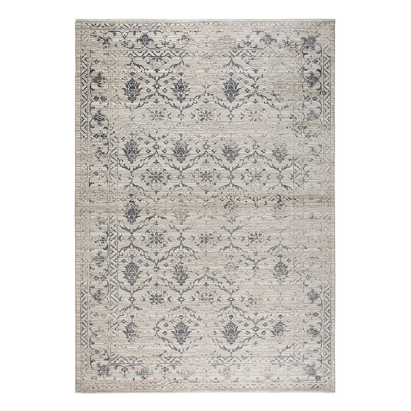 Rizzy Home Panache Transitional Medallion Floral Rug, Natural, 5X7.5 Ft