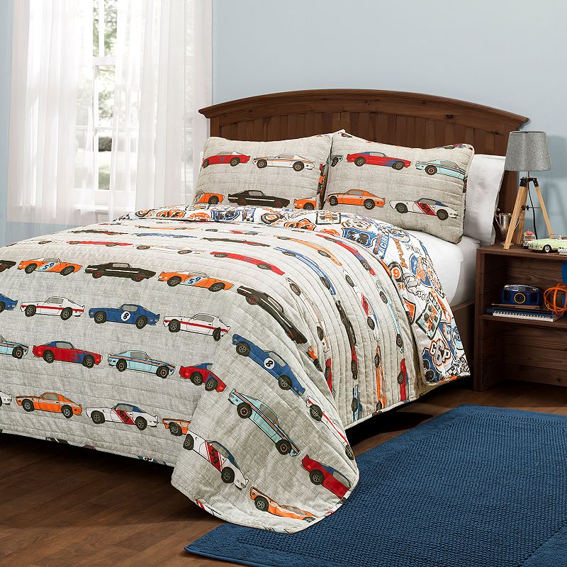 Lush Decor Race Cars Quilt Set, Blue, Twin