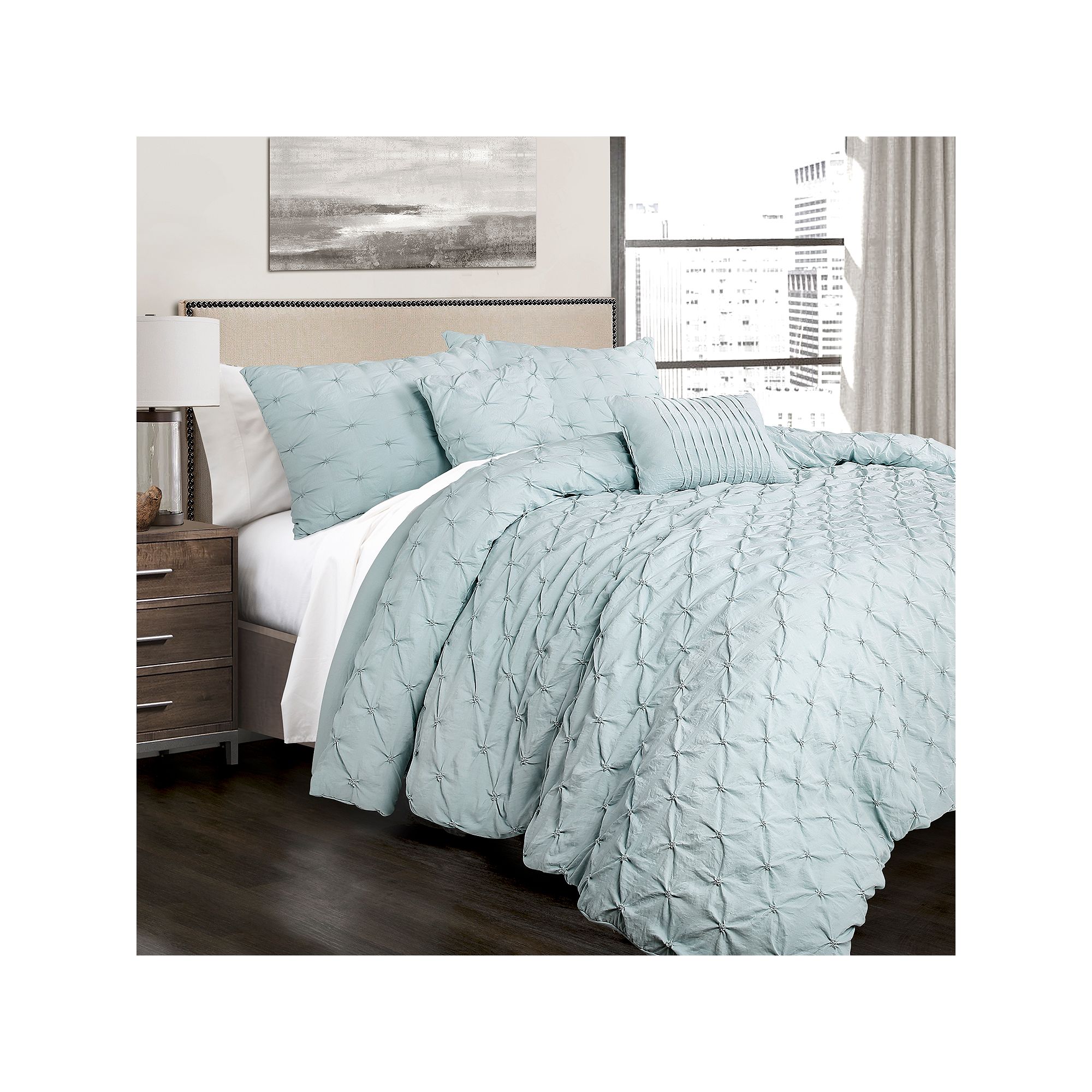 Lush Decor Ravello Pintuck Comforter Set, Light Blue