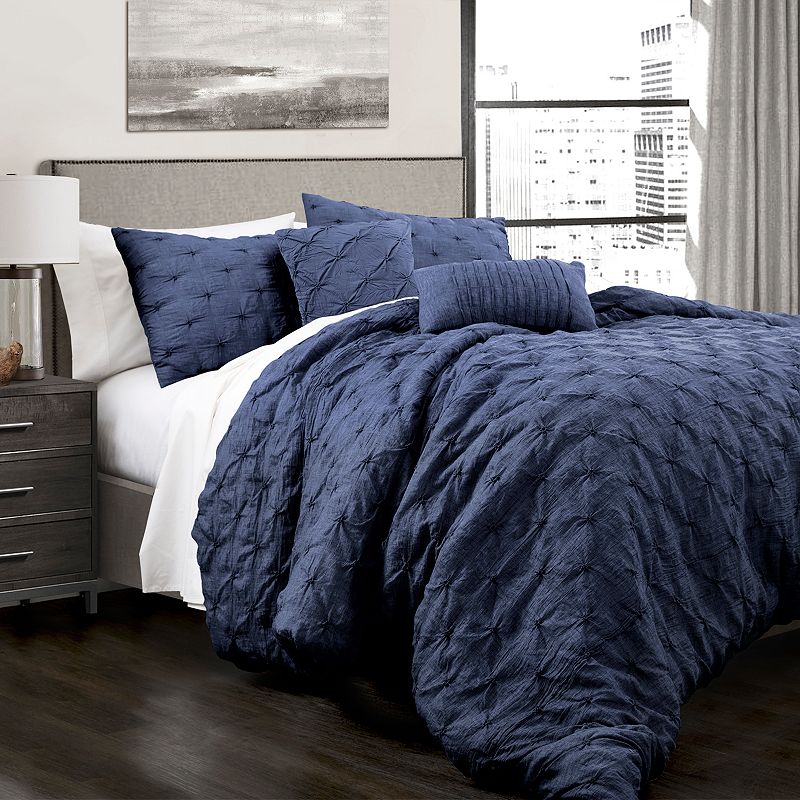 Lush Decor Ravello Pintuck Comforter Set, Blue, King