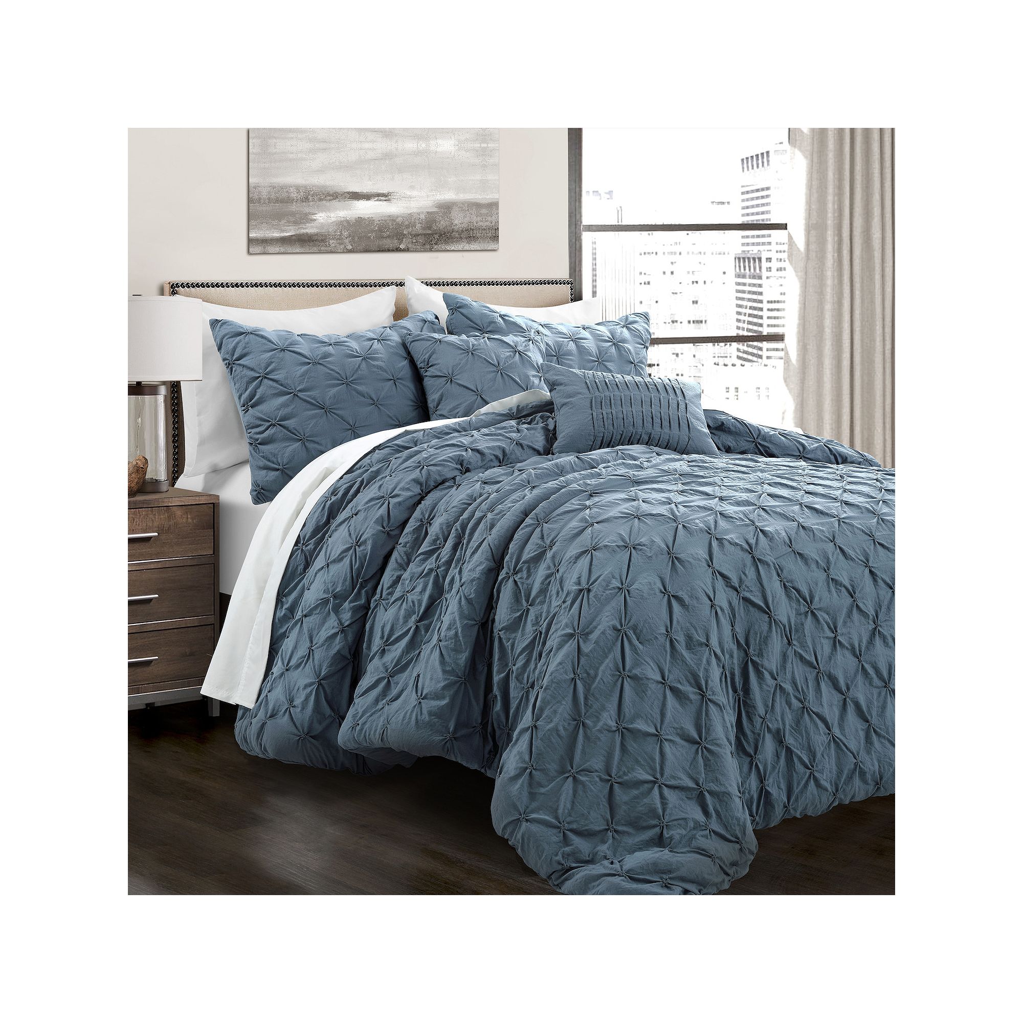 Lush Decor Ravello Pintuck Comforter Set, Blue