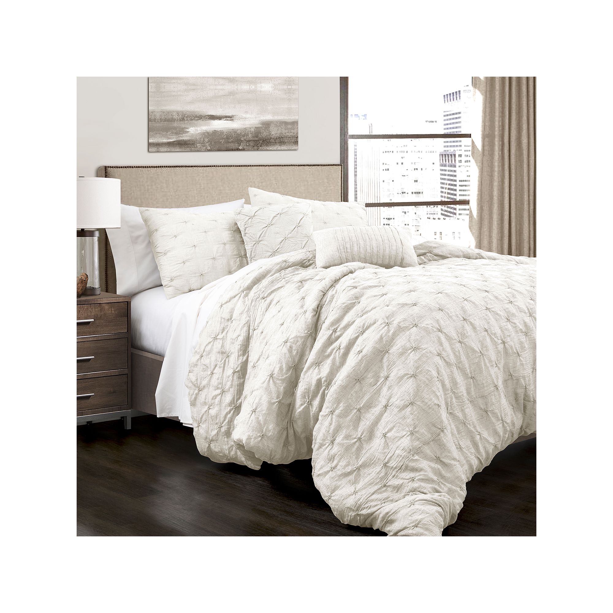 Lush Decor Ravello Pintuck Comforter Set, White