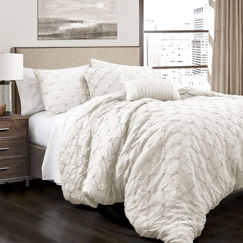 Lush Decor Ravello Pintuck Comforter Set, White, Full/Queen