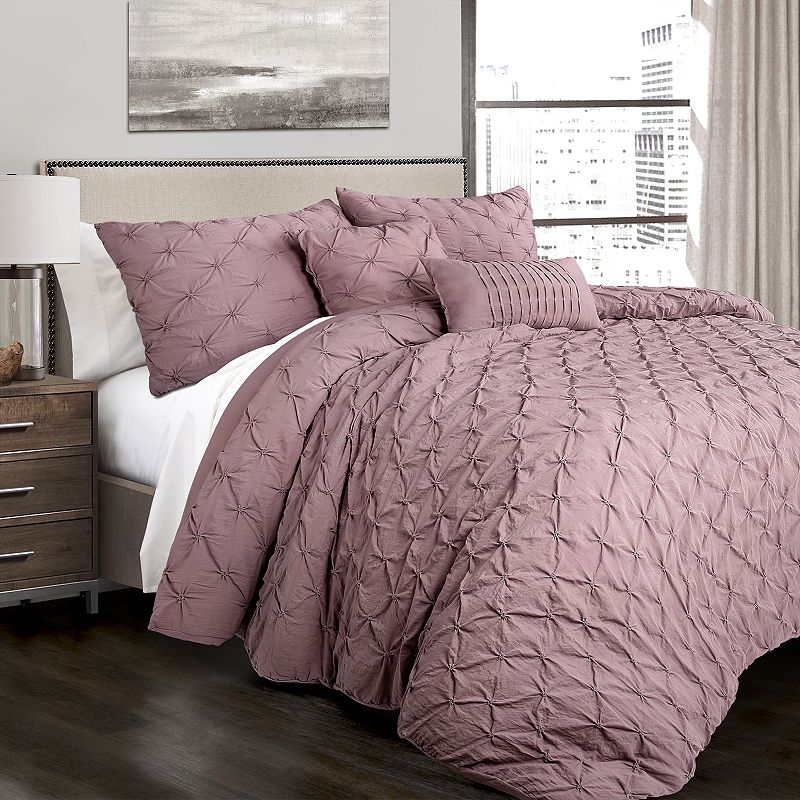 Lush Decor Ravello Pintuck Comforter Set, Purple, King