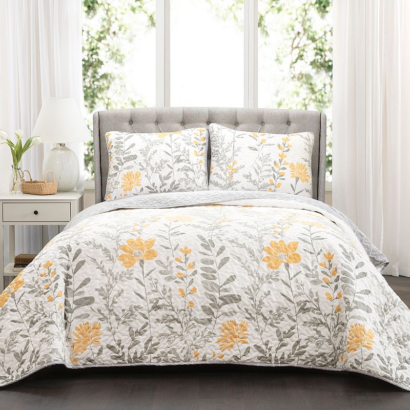 Lush Decor Aprile Quilt Set, Yellow, Full/Queen