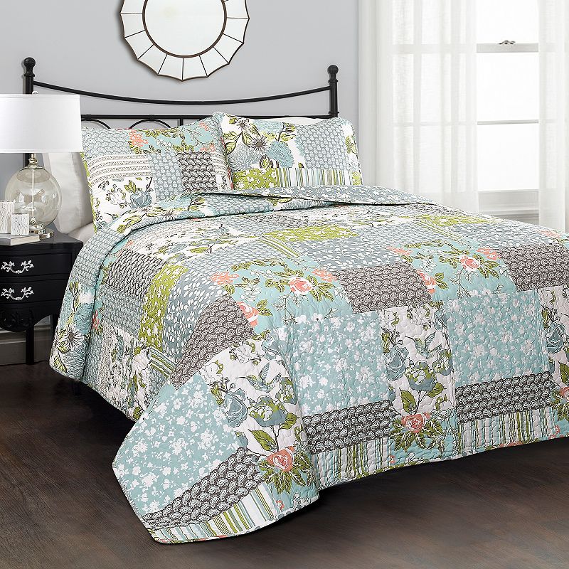 Lush Decor Roesser Quilt Set, Blue, King