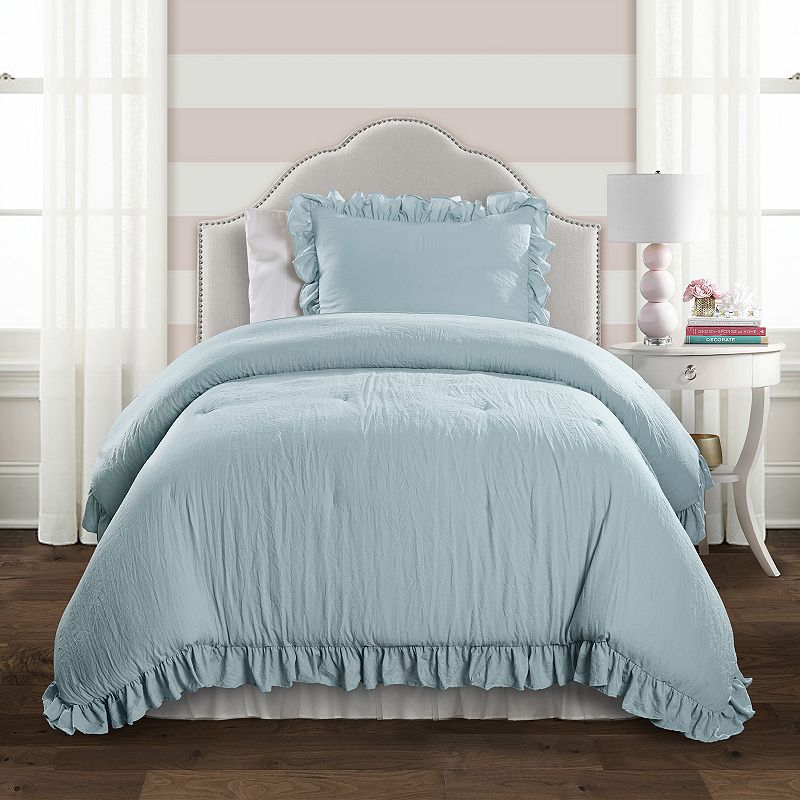 Lush Decor Reyna 3-Piece Comforter set, Blue, Full/Queen