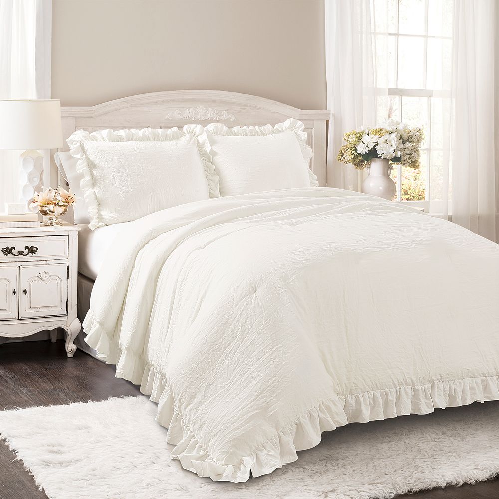 Lush Decor Reyna 3-Piece Comforter set - White, KING