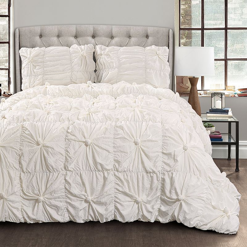 Lush Decor Bella Comforter Set, White, Full/Queen