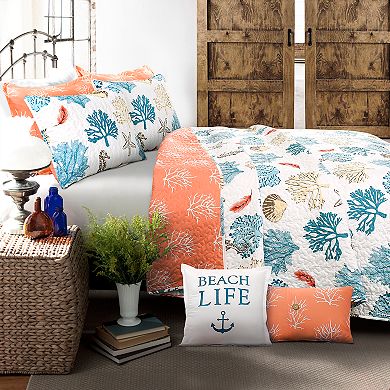 Lush Decor Coastal Reef Beach Life Quilt Set