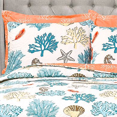 Lush Decor Coastal Reef Feather Quilt Set