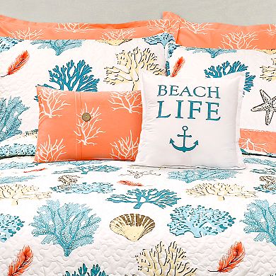 Lush Decor Coastal Reef Feather Quilt Set