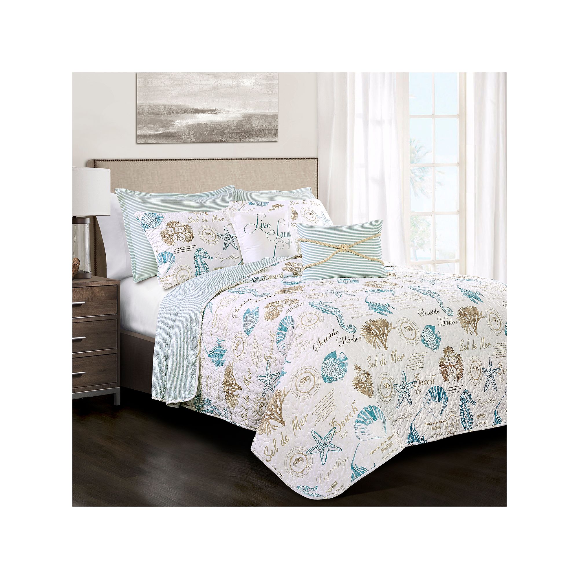 Lush Decor Harbor Life Quilt Set, Blue