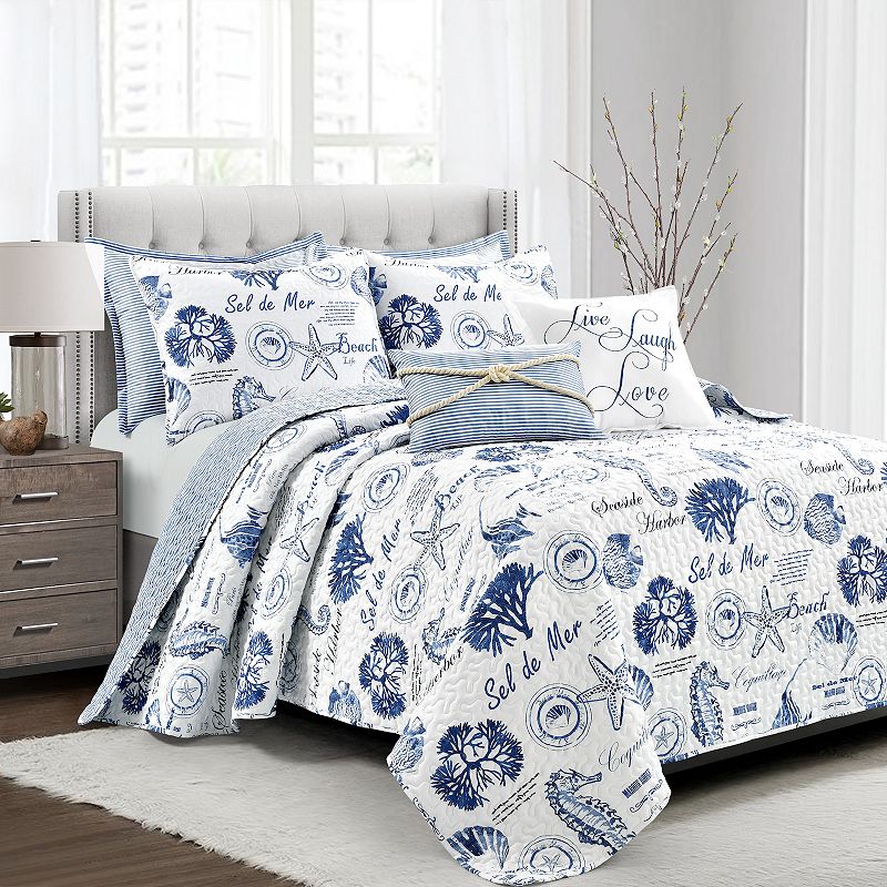 Lush Decor Harbor Life Quilt Set, Blue, King