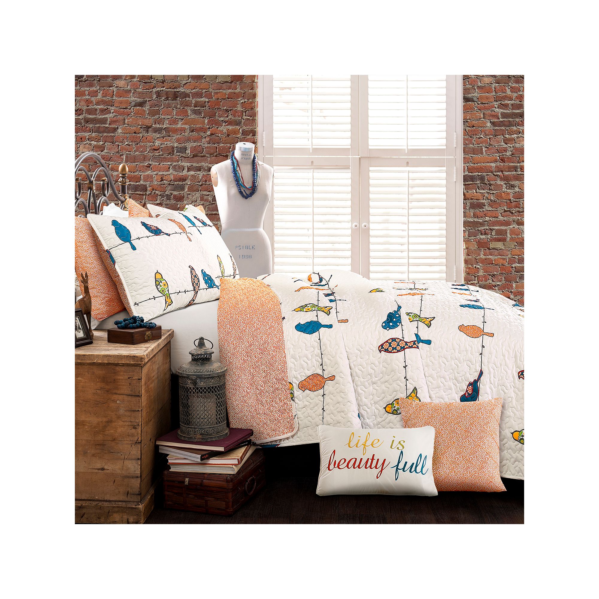 Lush Decor Rowley Birds Quilt 7-Piece Set, Multi