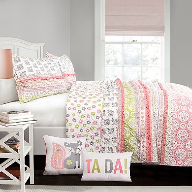 Lush Decor Fox Ruffle Stripe Quilt Set