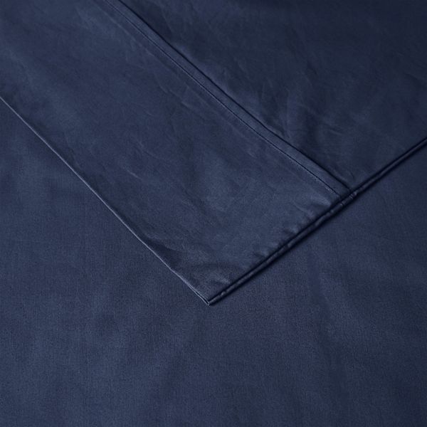 Twin Solid Peached 100% Cotton Percale Sheet Set Navy