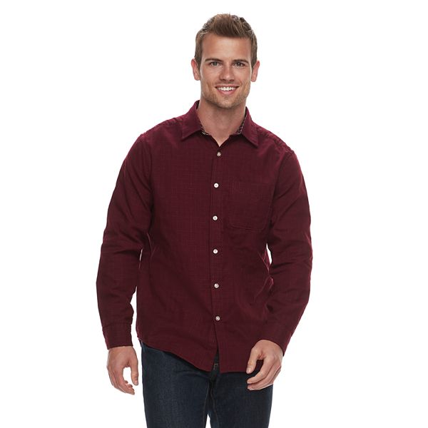 Men's Sonoma Goods For Life® Modern-Fit Long Sleeve Double Weave Button ...
