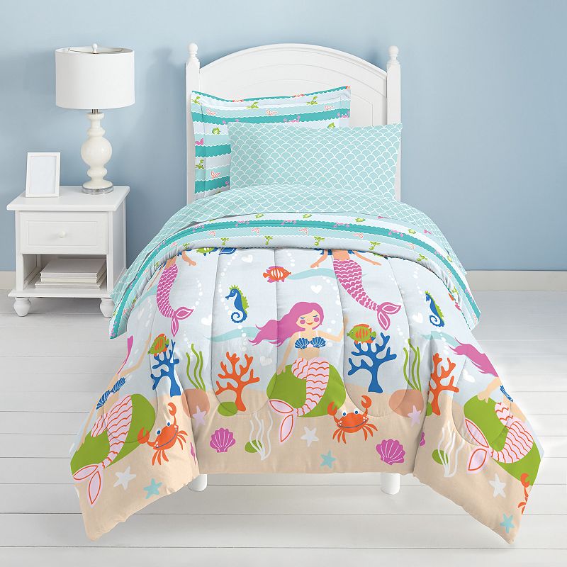 Dream Factory Mermaid Dreams Bed Set, Light Blue, Twin