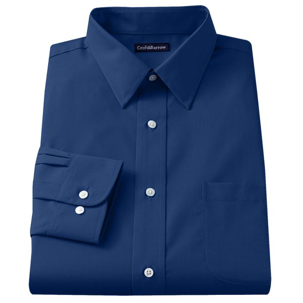Men's Croft & Barrow® Fitted Solid Easy Care Point-Collar Dress Shirt
