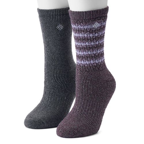 Women's Columbia 2Pack Textured Wool Thermal Crew Socks