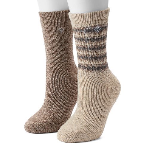 Women's Columbia 2Pack Textured Wool Thermal Crew Socks