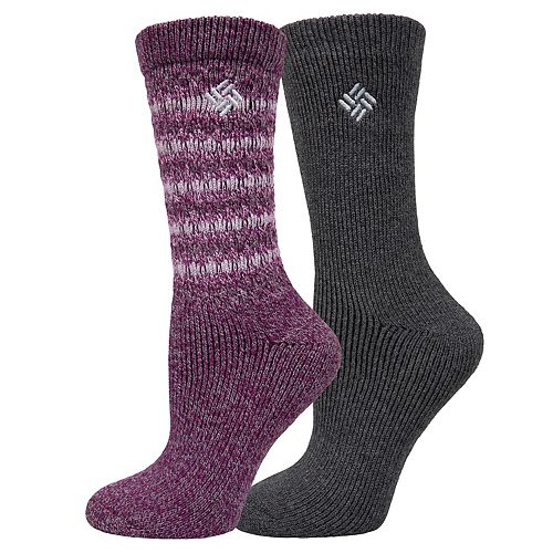Women's Columbia 2Pack Textured Wool Thermal Crew Socks