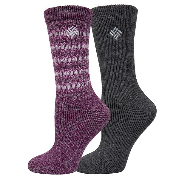 Women's Columbia 2Pack Textured Wool Thermal Crew Socks