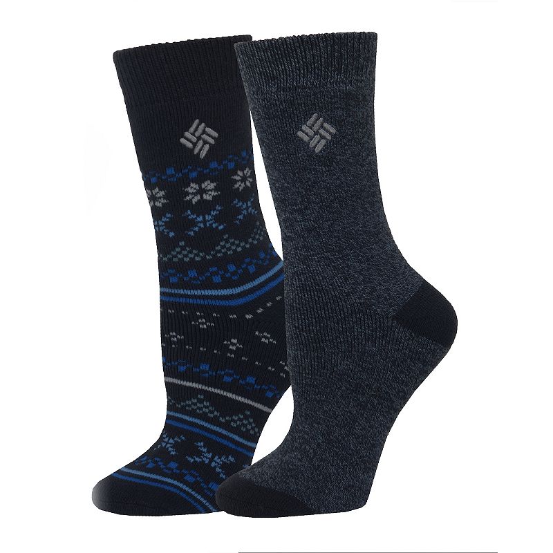 Womens Columbia 2-Pk. Fairisle Thermal Crew Socks, Size: 9-11, Blue